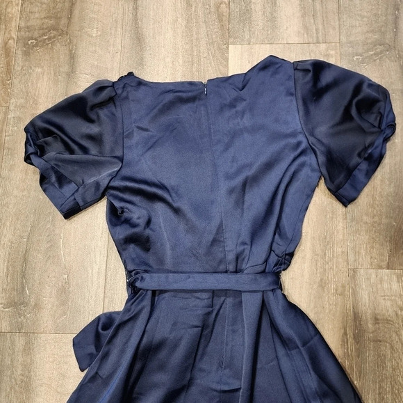 *NWT* DKNY Navy Silky Faux Wrap Dress - Picture 5 of 5